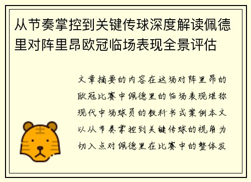 从节奏掌控到关键传球深度解读佩德里对阵里昂欧冠临场表现全景评估 从节奏掌控到关键传球深度解读佩德里对阵里昂欧冠临场表现全景评估